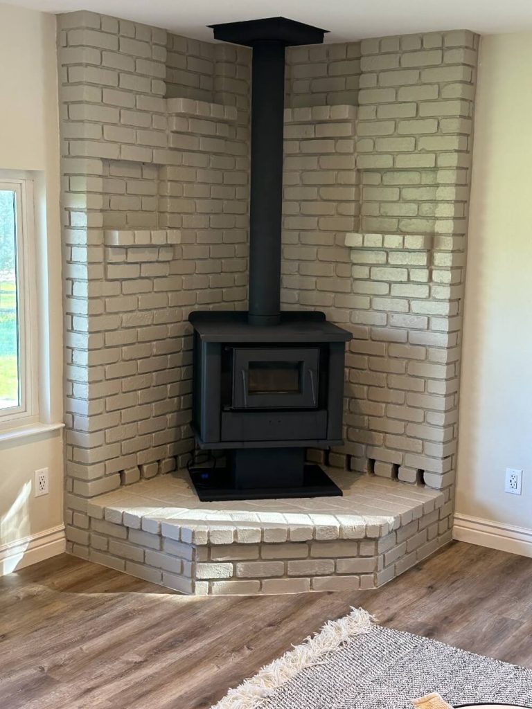 photo gallery After the bricks and pot belly stove are painted 10913